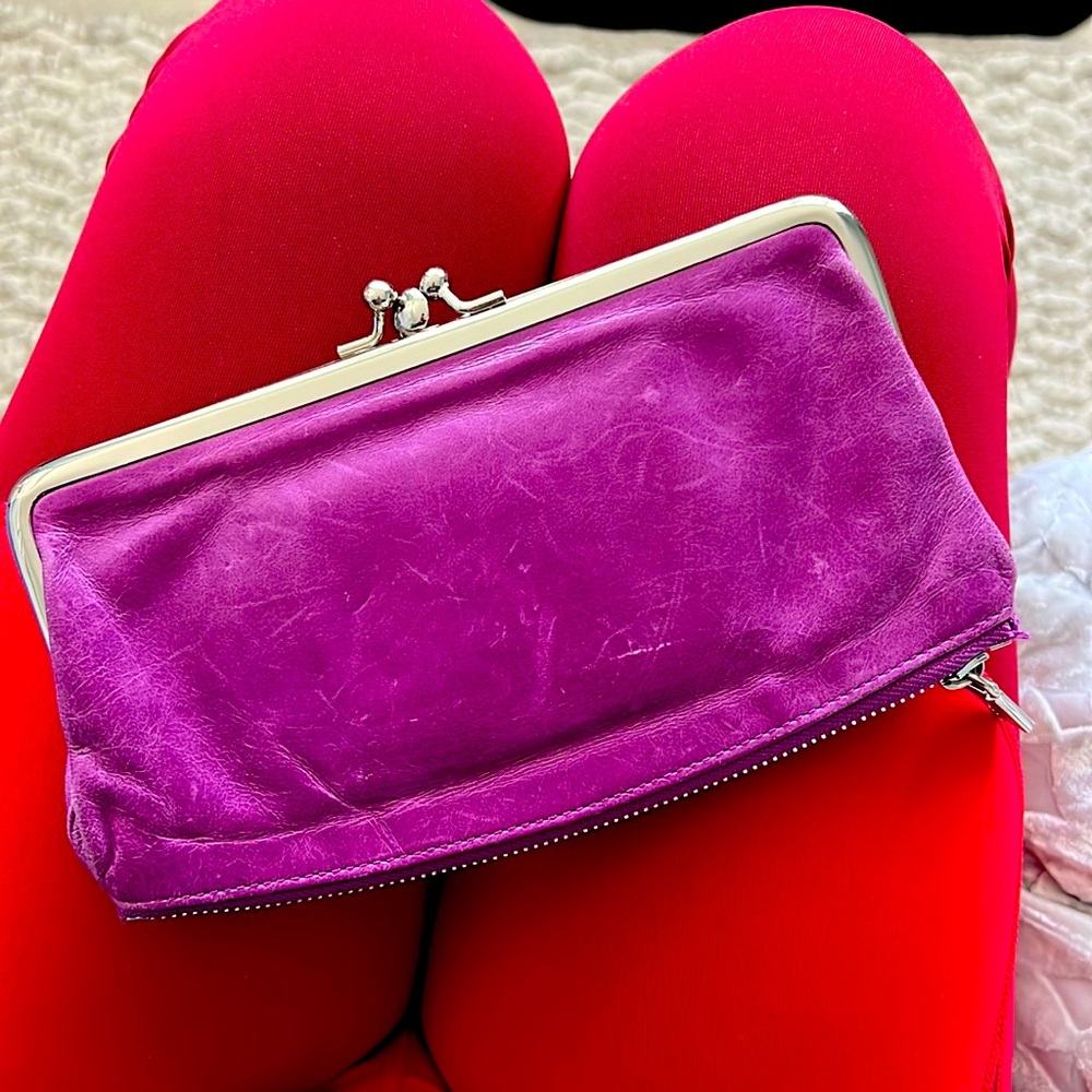 HOBO Real Leather Clutch ~ Gently used, purple snap wallet clutch
